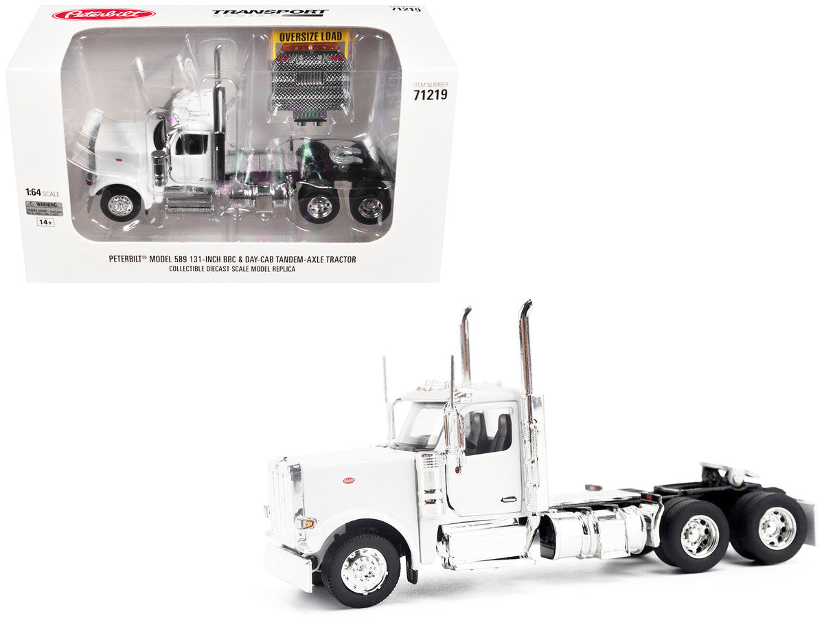 Peterbilt 589 Tandem-Axle Legendary Package Truck Tractor with 58" Sleeper White "Transport Series" 1/64 Diecast Model by Diecast Masters-4