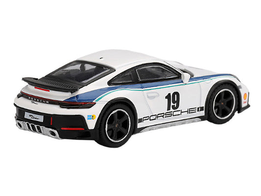 Porsche 911 Dakar #19 "Rally 1974" Tribute Livery White with Blue Stripes Limited Edition 1/64 Diecast Model Car by Mini GT-2