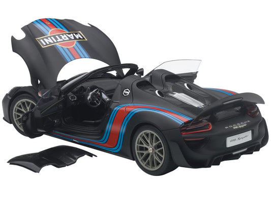 Porsche 918 Spyder Weissach Package Black/ Martini Livery #15 1/18 Model Car by Autoart-1