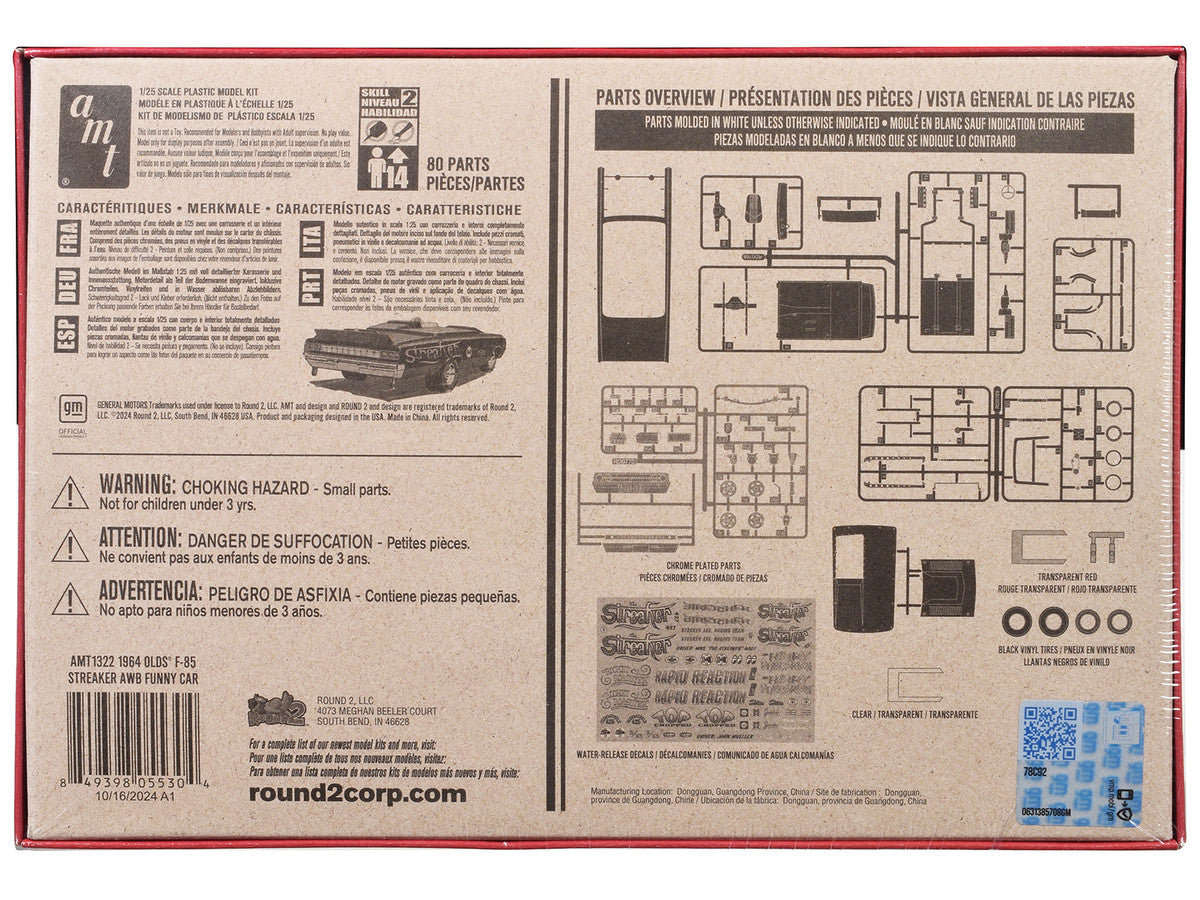 Skill 2 Model Kit 1964 Oldsmobile F-85 AWB Funny Car "Streaker" 1/25 Scale Model by AMT-3