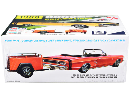 Skill 2 Model Kit 1968 Dodge Coronet R/T Convertible with Haul-Away Trailer 1/25 Scale Model by MPC-1