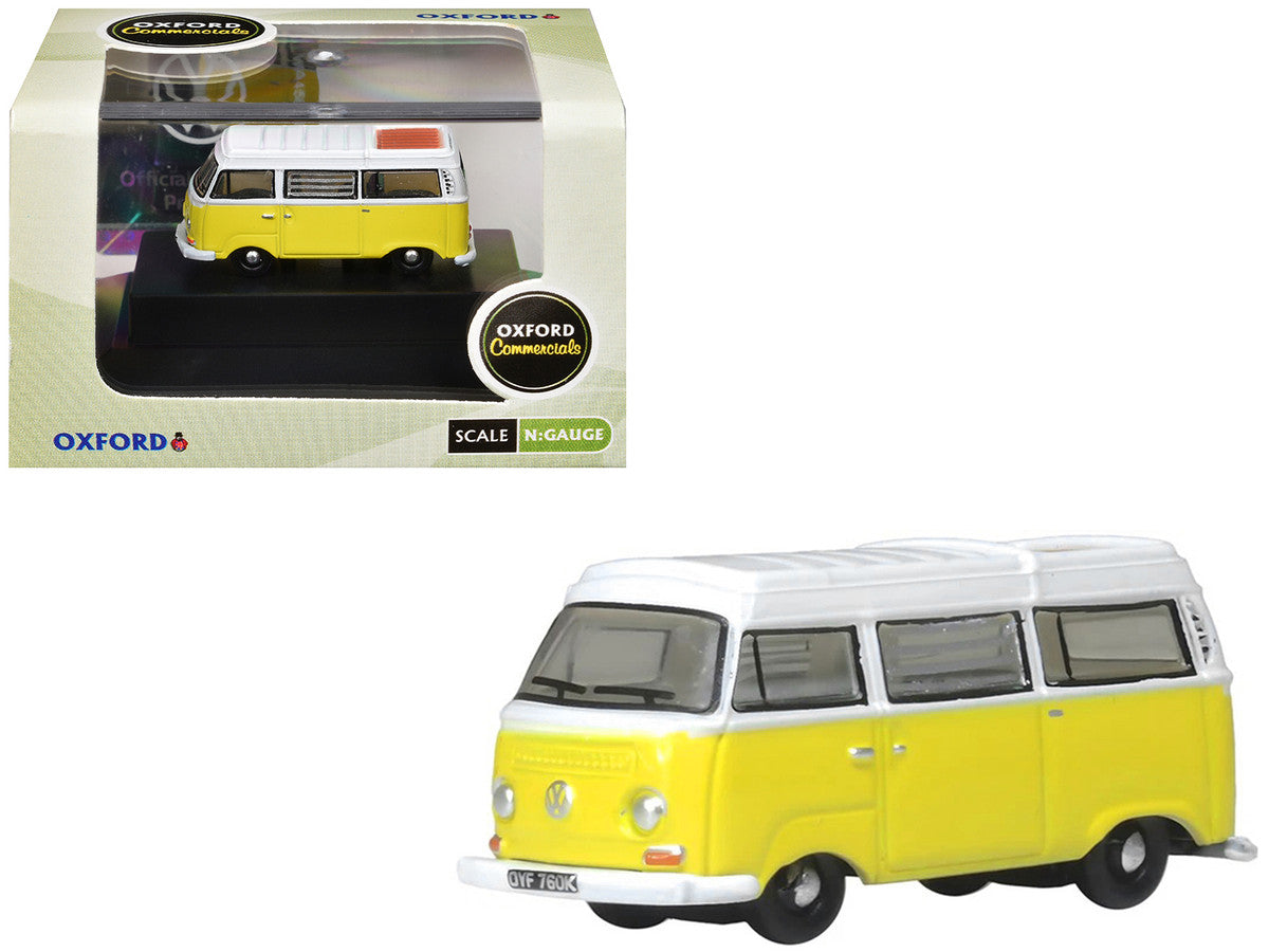 Volkswagen T2 Bay Window Camper Van Saturn Yellow and White 1/148 (N) Scale Diecast Model Car by Oxford Diecast-4