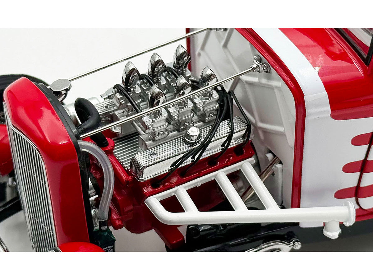 1932 Ford 3 Window Coupe "Peppermint Twist" Red with White Graphics Limited Edition to 372 pieces Worldwide 1/18 Diecast Model Car by ACME-2