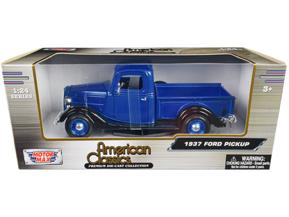 1937 Ford Pickup Truck Blue Metallic and Black "American Classics" 1/24 Diecast Model Car by Motormax-2