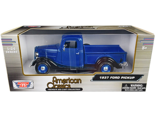 1937 Ford Pickup Truck Blue Metallic and Black "American Classics" 1/24 Diecast Model Car by Motormax-2