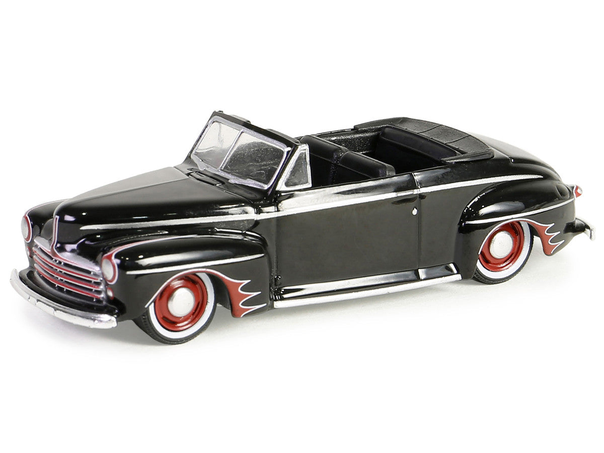 1947 Ford Deluxe Convertible Lowrider Black wit h Red Graphics "California Lowriders" Series 5 1/64 Diecast Model Car by Greenlight-0