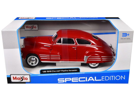 1948 Chevrolet Fleetline Aerosedan Red ’Special Edition’ Series 1/25 Diecast Model Car by Maisto - Car Models
