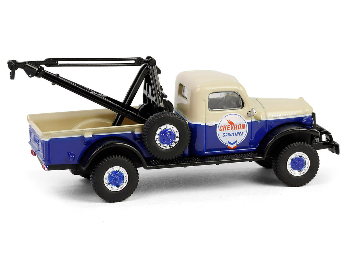 1948 Dodge Power Wagon Wrecker Tow Truck Beige and Blue "Chevron Special Edition" Series 1 1/64 Diecast Model Car by Greenlight-3