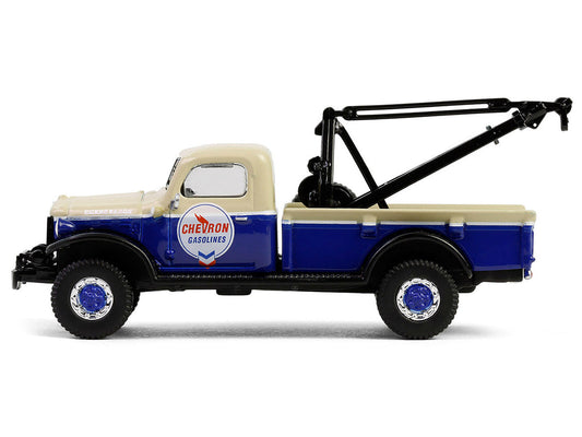 1948 Dodge Power Wagon Wrecker Tow Truck Beige and Blue "Chevron Special Edition" Series 1 1/64 Diecast Model Car by Greenlight-1