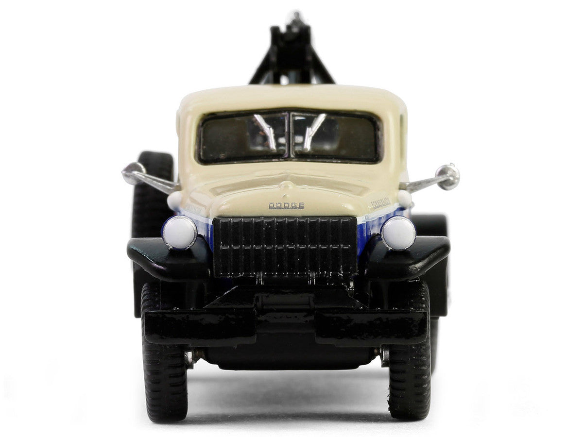 1948 Dodge Power Wagon Wrecker Tow Truck Beige and Blue "Chevron Special Edition" Series 1 1/64 Diecast Model Car by Greenlight-2