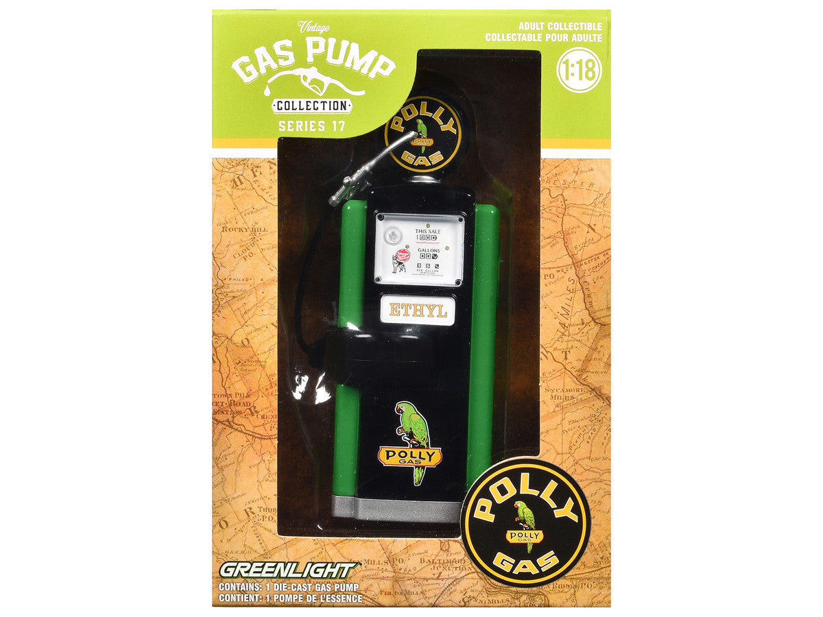 1948 Wayne 100-A Gas Pump "Polly Gas" Black and Green "Vintage Gas Pumps" Series 17 1/18 Diecast Replica by Greenlight-1