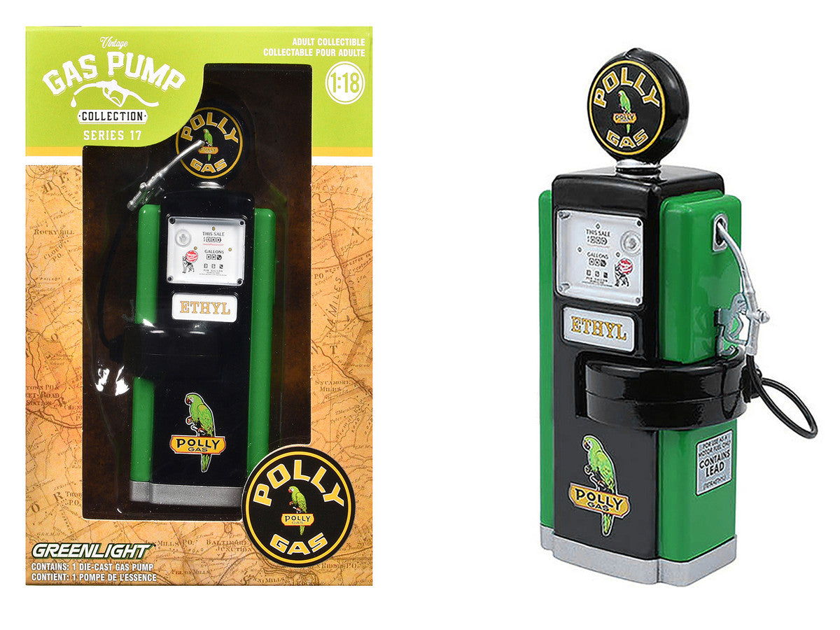 1948 Wayne 100-A Gas Pump "Polly Gas" Black and Green "Vintage Gas Pumps" Series 17 1/18 Diecast Replica by Greenlight-2