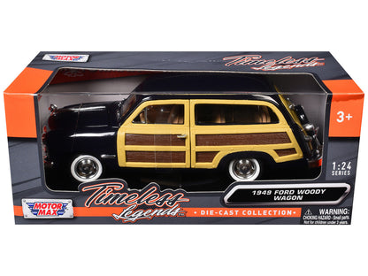 1949 Ford Woody Wagon Dark Blue 1/24 Diecast Model Car by Motormax-2