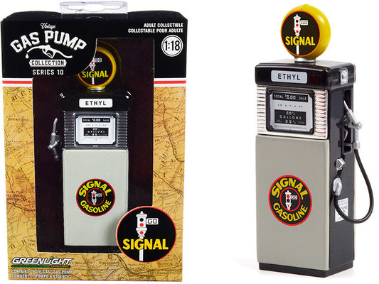 1951 Wayne 505 Gas Pump "Signal Gasoline" Black and Gray "Vintage Gas Pumps" Series 10 1/18 Diecast Model by Greenlight-0