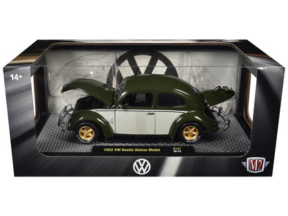 1952 Volkswagen Beetle Deluxe Model Dark Green with Beige Sides Limited Edition to 5250 pieces Worldwide 1/24 Diecast Model Car by M2 Machines-2