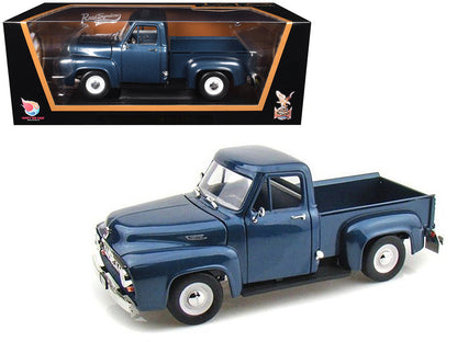 1953 Ford F-100 Pickup Dark Blue 1/18 Diecast Model Car by Road Signature-2