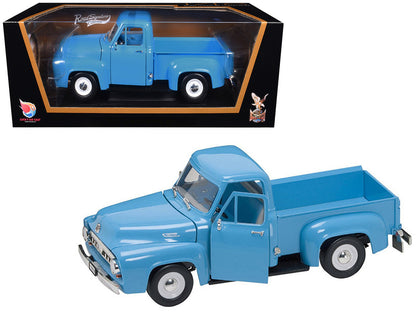 1953 Ford F-100 Pickup Truck Light Blue 1/18 Diecast Model Car by Road Signature-2