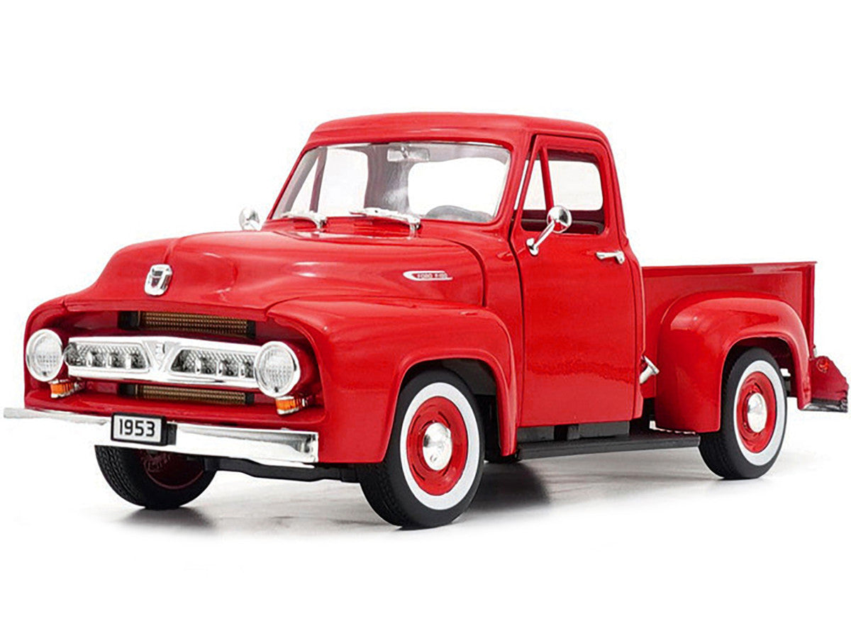 1953 Ford F-100 Pickup Truck Red 1/18 Diecast Model Car by Road Signature-0