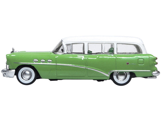 1954 Buick Century Estate Wagon Willow Green and White 1/87 (HO) Scale Diecast Model Car by Oxford Diecast - Car Models