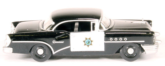 1955 Buick Century ’California Highway Patrol’ (CHP) Black 1/87 (HO) Scale Diecast Model Car by Oxford Diecast - Car