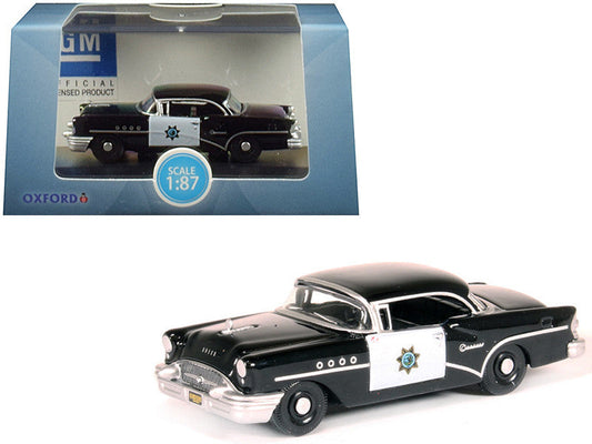 1955 Buick Century ’California Highway Patrol’ (CHP) Black 1/87 (HO) Scale Diecast Model Car by Oxford Diecast - Car