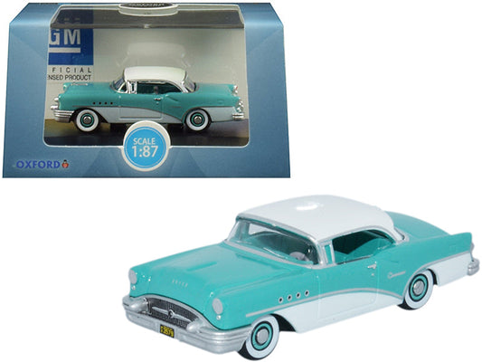 1955 Buick Century Turquoise and Polo White 1/87 (HO) Scale Diecast Model Car by Oxford Diecast - Car Models