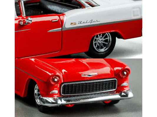 1955 Chevrolet Bel Air Red and White ’Collection’ Series 1/64 Diecast Model Car by Majorette - Car Models