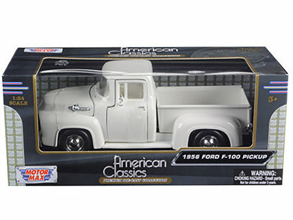 1956 Ford F-100 Pickup Truck White 1/24 Diecast Model Car by Motormax-2