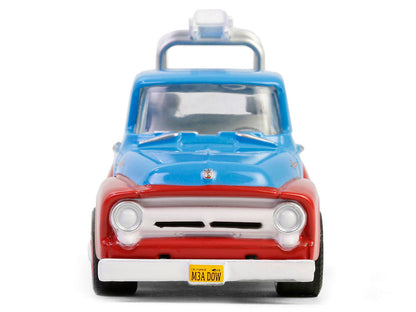 1956 Ford F-100 Pickup Truck with Tool Boxes and Ladders "Chevron" Blue and Red "Chevron Special Edition" Series 1 1/64 Diecast Model Car by Greenlight-0