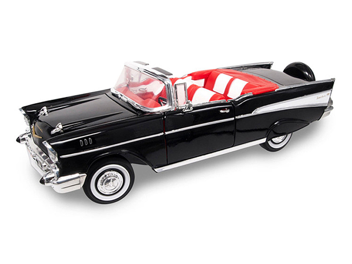 1957 Chevrolet Bel Air Convertible Black 1/18 Diecast Model Car by Road Signature-1