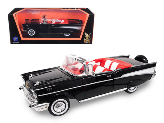 1957 Chevrolet Bel Air Convertible Black 1/18 Diecast Model Car by Road Signature-0