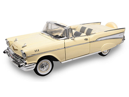 1957 Chevrolet Bel Air Convertible Cream 1/18 Diecast Model Car by Road Signature-1