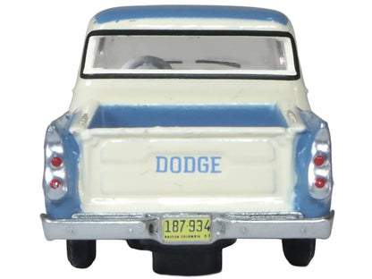1957 Dodge D100 Sweptside Pickup Truck Ice Blue and Glacier White 1/87 (HO) Scale Diecast Model Car by Oxford Diecast-2