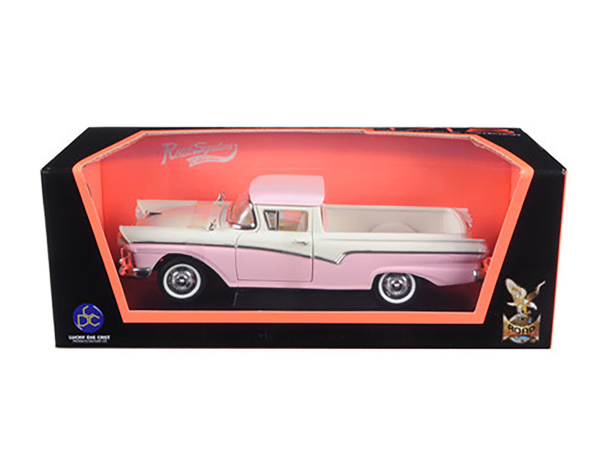 1957 Ford Ranchero Pickup Truck Pink 1/18 Diecast Model by Road Signature-2