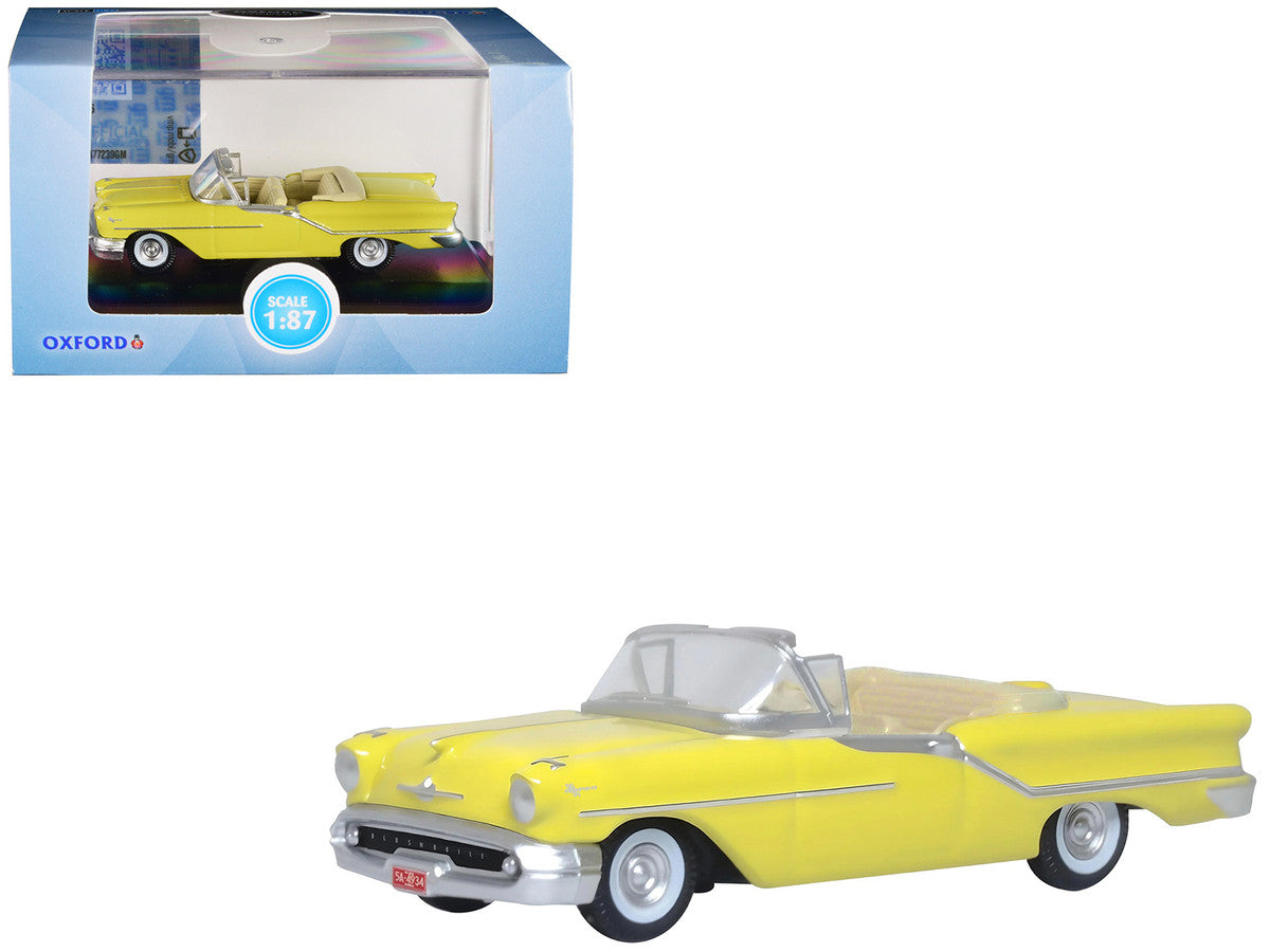 1957 Oldsmobile 88 Convertible Coronado Yellow 1/87 (HO) Scale Diecast Model Car by Oxford Diecast-0