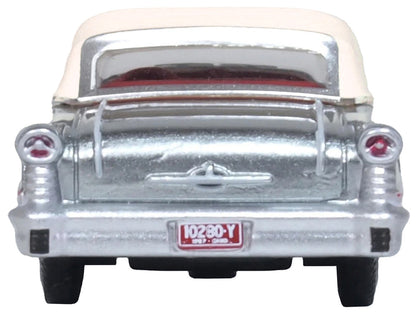 1957 Oldsmobile 88 Convertible (Top-Up) Juneau Gray with White Top and Red Interior 1/87 (HO) Scale Diecast Model Car by Oxford Diecast-2