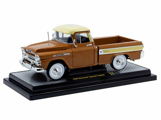1958 Chevrolet Apache Cameo Pickup Truck Brown with Beige Top Limited Edition to 5250 pieces Worldwide 1/24 Diecast