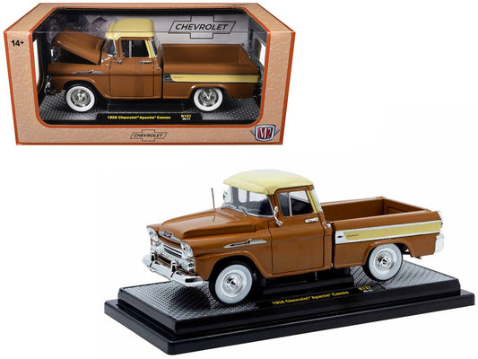 1958 Chevrolet Apache Cameo Pickup Truck Brown with Beige Top Limited Edition to 5250 pieces Worldwide 1/24 Diecast