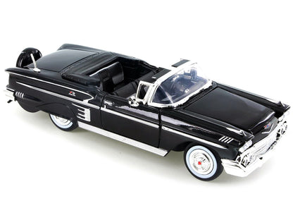 1958 Chevrolet Impala Convertible Black 1/24 Diecast Model Car by Motormax-1