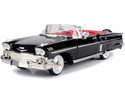 1958 Chevrolet Impala Convertible Black with Red Interior "Timeless Classics" 1/18  Diecast Model Car by Motormax-0