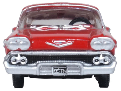 1958 Chevrolet Impala Sports Coupe Rio Red 1/87 (HO) Scale Diecast Model Car by Oxford Diecast-1