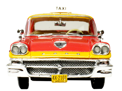 1958 Ford Custom 300 Taxi Cab "Kind Taxi Co." Red and Yellow with Yellow Interior Limited Edition to 200 pieces Worldwide 1/43 Model Car by Goldvarg Collection-2