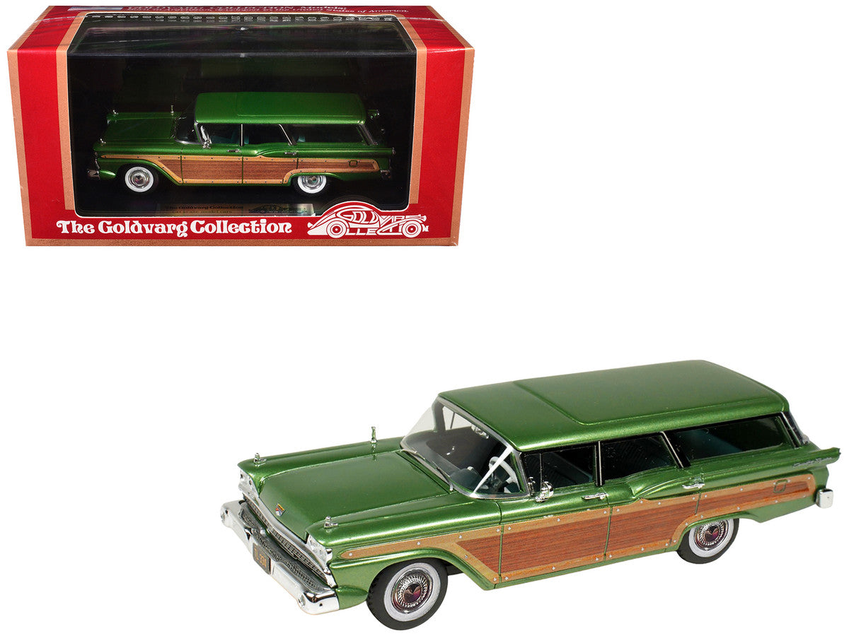 1959 Ford Country Squire Sherwood Green Metallic with Woodgrain Sides and Green Interior Limited Edition to 200 pieces Worldwide 1/43 Model Car by Goldvarg Collection-4
