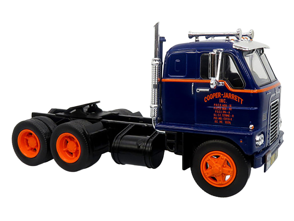 1959 International DCOF-405 Truck with Box Trailer "Cooper Jarrett Inc." Dark Blue with Orange Stripes "North American Vintage Truck Collection" 1/43 Diecast Model by Iconic Replicas-0