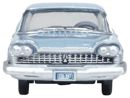 1959 Plymouth Savoy Sedan Powder Blue 1/87 (HO) Scale Diecast Model Car by Oxford Diecast-1