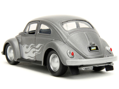 1959 Volkswagen Beetle Gray Metallic with Silver Flames and Boxing Gloves Accessory "Punch Buggy" Series 1/32 Diecast Model Car by Jada-4
