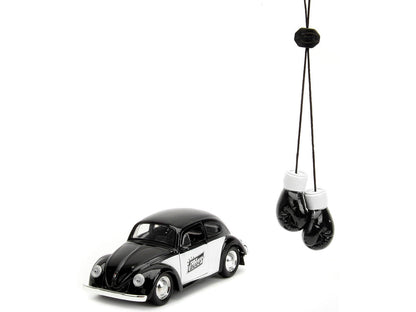 1959 Volkswagen Beetle "Punch Buggy" Black and White and Boxing Gloves Accessory "Punch Buggy" Series 1/32 Diecast Model Car by Jada-1