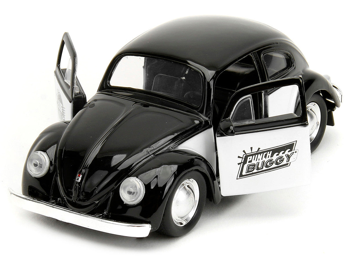 1959 Volkswagen Beetle "Punch Buggy" Black and White and Boxing Gloves Accessory "Punch Buggy" Series 1/32 Diecast Model Car by Jada-2