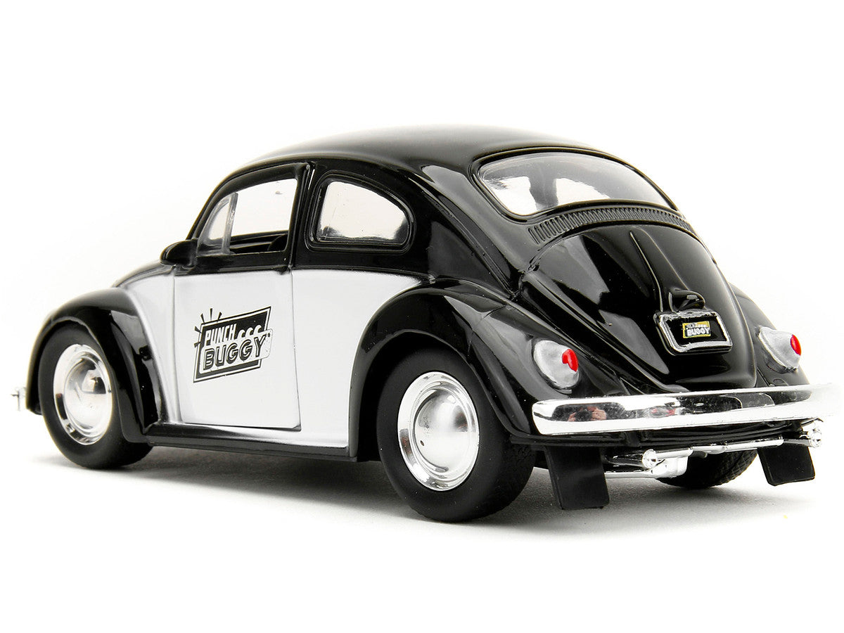 1959 Volkswagen Beetle "Punch Buggy" Black and White and Boxing Gloves Accessory "Punch Buggy" Series 1/32 Diecast Model Car by Jada-4