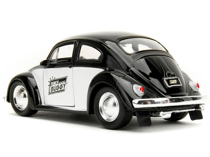 1959 Volkswagen Beetle "Punch Buggy" Black and White and Boxing Gloves Accessory "Punch Buggy" Series 1/32 Diecast Model Car by Jada-4